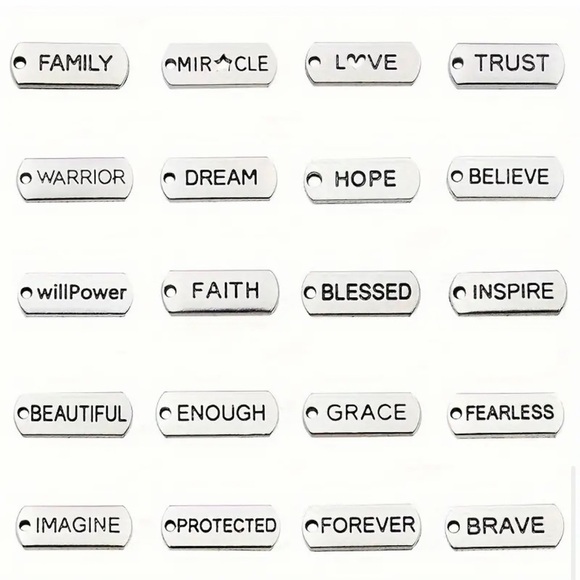 🔴 5 for $10 ONE willPower Silver Tone Inspirational Word Charm Lobster Clasp - Picture 4 of 5